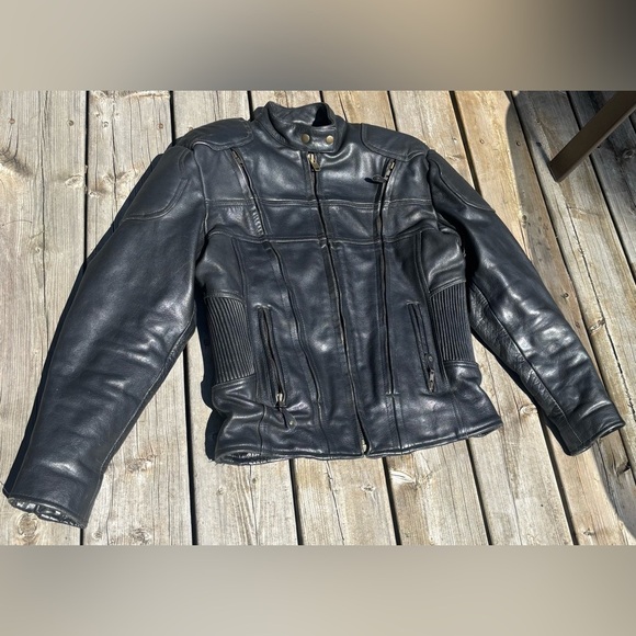 Screamin’ Eagle Men’s Black Leather Motorcycle Riding Jacket Size Small - Picture 1 of 9